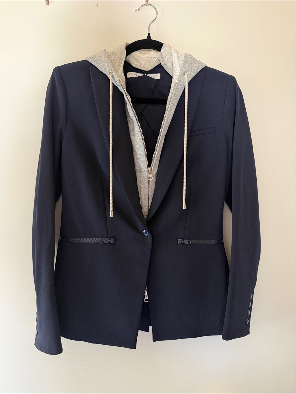 Veronica Beard Navy Blazer with Grey Hoodie Insert